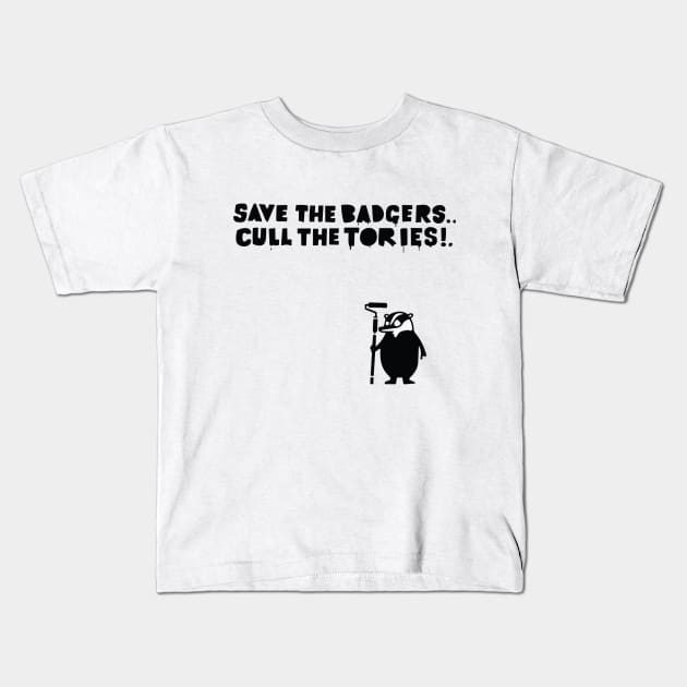 Save The Badgers Cull The Tories Kids T-Shirt by anonshirt